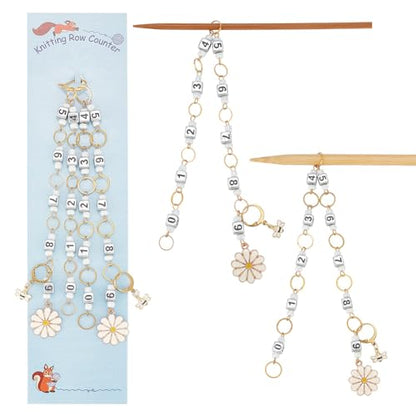 2 Pcs Flower and Bee Knitting Row Counter Chains