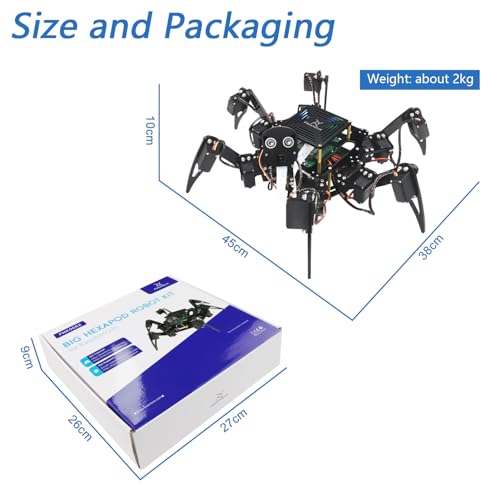 Big Hexapod Robot Kit for Raspberry Pi 5 4 B 3 B+ Zero 2 W