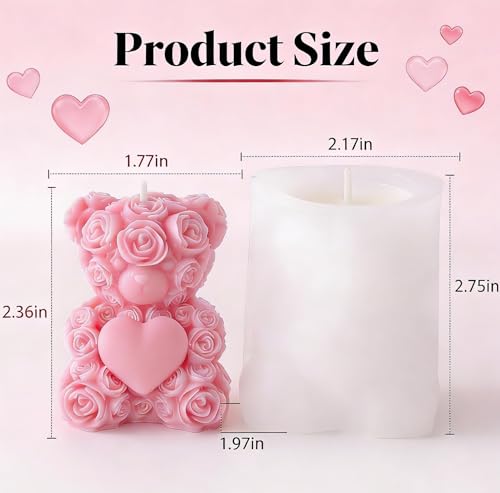Large Rose Bear Candle Mold