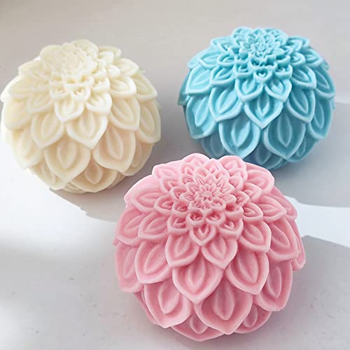 Nasturtium Ball Candle Silicone Mold Lotus Petal Flower Soap Mold for Fondant