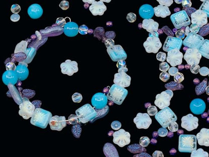 1.4oz (40g) Limited Mix of Czech Glass Beads, Hand Made Set Kit, Purple Bay Leaf Beads Table Cut Kiwi Crystal AB Beads