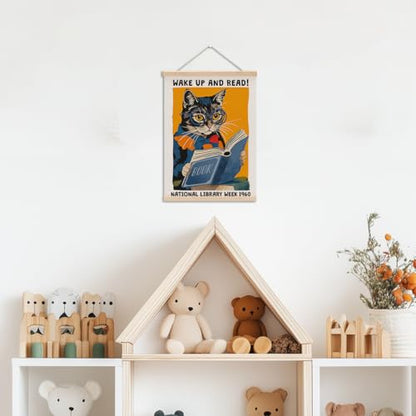 Funny Reading Cat Poster Hanger