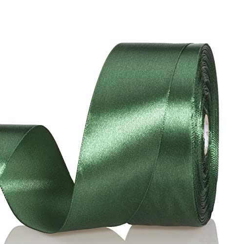 1 1 2 Inch Dark Green Solid Satin Ribbon for Gift Wrapping (150 Foot)