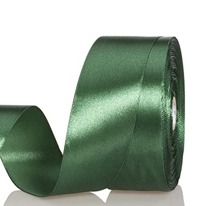 1 1 2 Inch Dark Green Solid Satin Ribbon for Gift Wrapping (150 Foot)