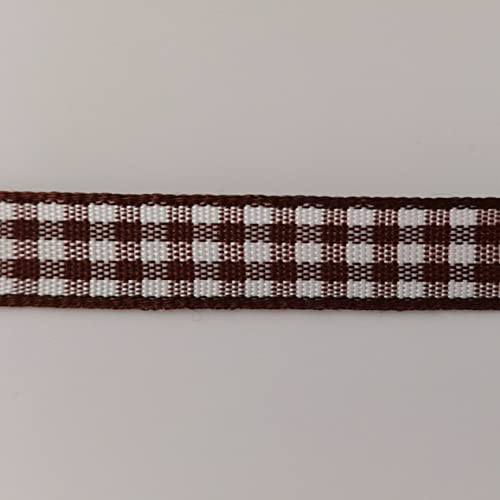 Brown Gingham Ribbon 25 Yards Christmas Ribbon for Crafts Plaid Checked Ribbon 100% Polyester (75 Foot)