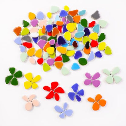 454g (1 LB) Mini Ceramic Pebbles Mosaic Tiles for DIY Crafts Art, Random Color Irregula Glazed Porcelain Ceramic Tiles for DIY Mosaic Art Craft Projects and Decorations (OP900)