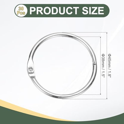 1.5" x 1.8" Loose Leaf Binder Rings (30 Count)
