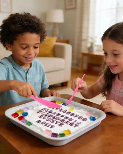 Stepping Stone Molds Kit 12PCS Square Concrete Molds Mosaic Tiles DIY Craft Kit for Kids Adults Garden Outdoor Cement Stone Mold Set with Letter Number Stamps Carving Tools No Concrete Mix