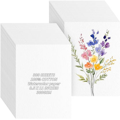 150 Sheets 100% Cotton Watercolor Paper Bulk (150 Count)