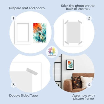 Mat Board Center 50 Pack 5x7 Picture Mat for 4x6 Photo White