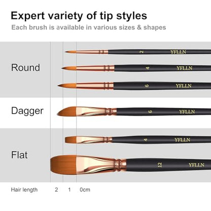 Paint Brush Set 6 Different Shapes for Watercolor Rock Face Painting Brush (6 Count)
