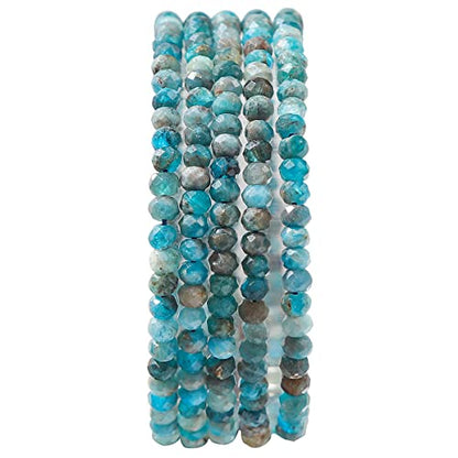 Natural Apatite Beads 4x2mm 120pcs Faceted Rondelle Loose Semi Gemstone Beads for Jewelry Making Design (120 Count)