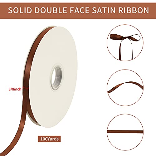 100yds 3 8 Inch Brown Satin Ribbon for Craft Gifts Wrapping