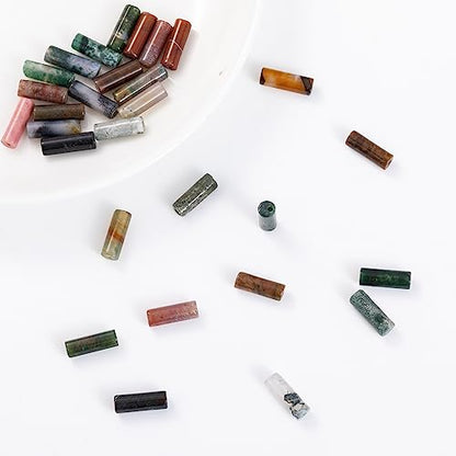 Natural Indian Agate Cylinder Tube Beads 4x13mm 38cm (28 Count)