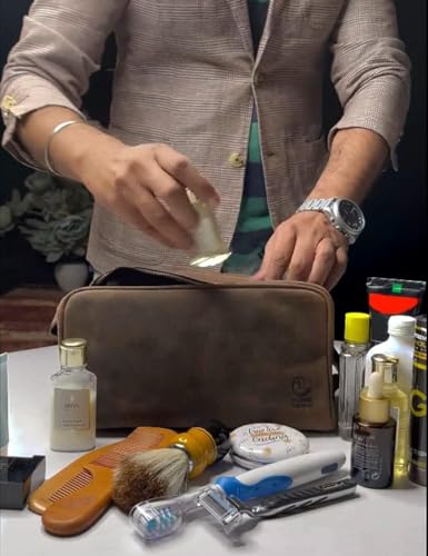 Leather Travel Toiletry Bag for Men
