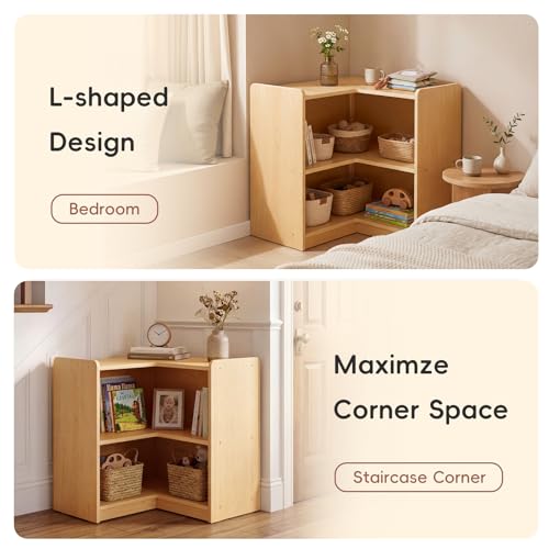 L Shape Montessori Bookshelf for Compact Corner Space
