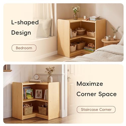 L Shape Montessori Bookshelf for Compact Corner Space