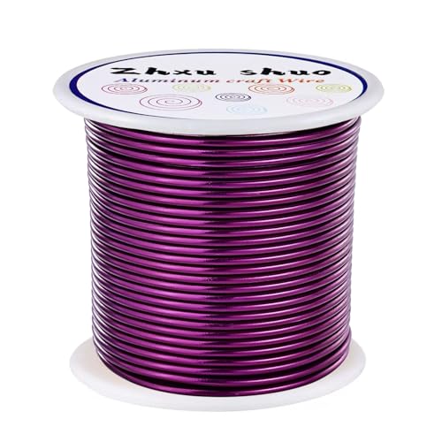 12 Gauge(2mm) Aluminum Wire 35 Yards Anodized Metal Wire for Bonsai Armature Crafting Sculpting Jewelry Craft Making Beading Floral (Purple, 12 Gauge) (105 Foot)