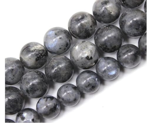 70pcs Adabele Natural Larvikite Black Labradorite Gemstone 10mm Round Beads (74 Count)