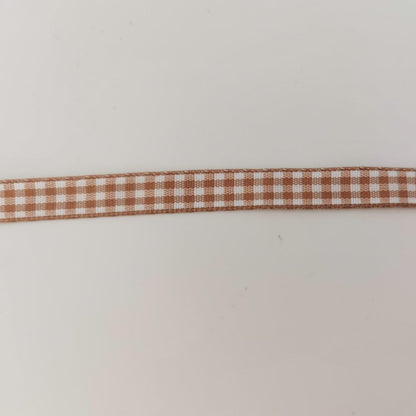 Khaki and White Woven Edge Plaid Ribbon 100% Polyester Gingham Ribbon 25 Yards Each Roll (75 Foot)
