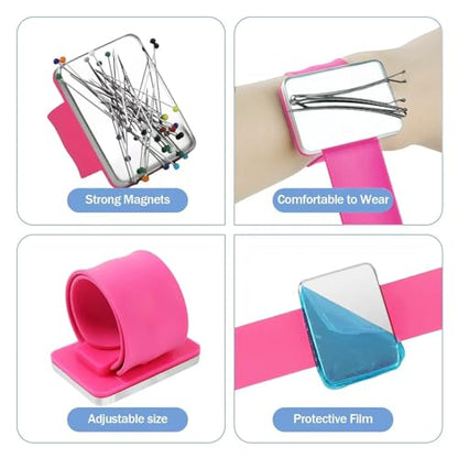 2 PCS Magnetic Pin Cushion Wrist with Pin Cushion for Sewing