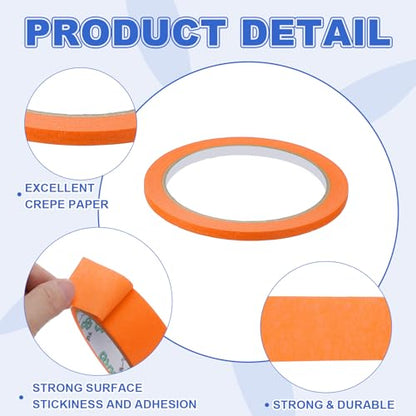 Masking Tape 0.2 Inch x 21 Yard Painter's Tape Orange Paint Tapes for DIY Crafts Arts Drawing Decoration Labeling Car Painting Artist Teachers