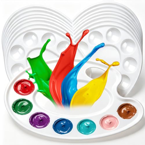 15Pcs Plastic Oval White Paint Tray Palettes for Adults to Paints