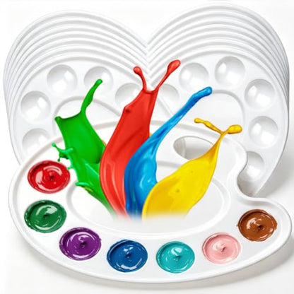15Pcs Plastic Oval White Paint Tray Palettes for Adults to Paints