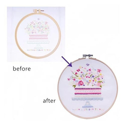 Embroidery Starter Kit Full Range of Starter Including Instructions Stamped Cloth with Pattern Hoop Color Threads and Tools Crafts for Adults