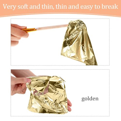 200 Pcs Gold Leaf Sheets for Art Foil Paper Leaf Art Foil Sheets Gilding Brush Thin Paper Craft for Painting Gilding Crafting Decoration