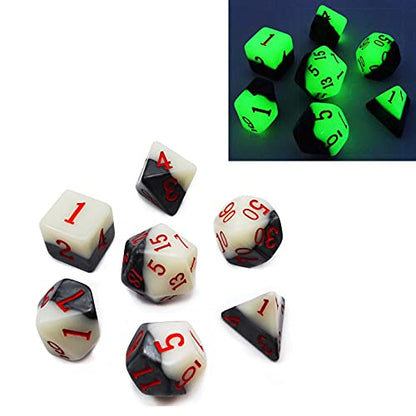 Bescon Two Tone Glowing Polyhedral Dice 7pcs Set Green Dawn