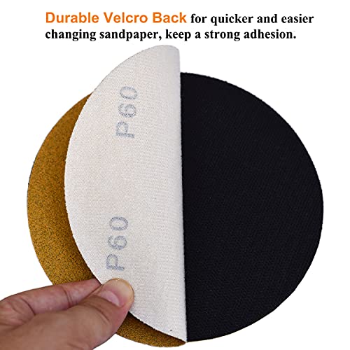 6-Inch No-Hole Hook and Loop Gold Sanding Discs 60-Grit, 100-Pack (100 Count)
