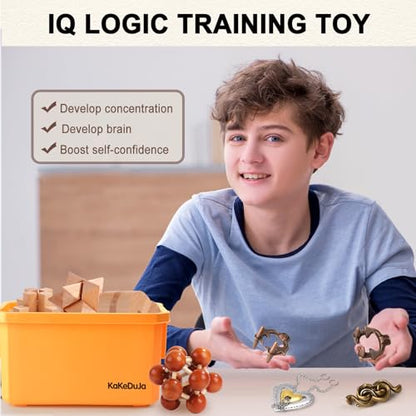 Metal Brain Teaser Puzzles Disentanglement Puzzles Metal Wooden Brain Teaser Puzzle 16pcs Logic Metal Puzzle for Adult Kid Toy Lock Puzzles Gift for Adults Teenagers Kids (72 Count)