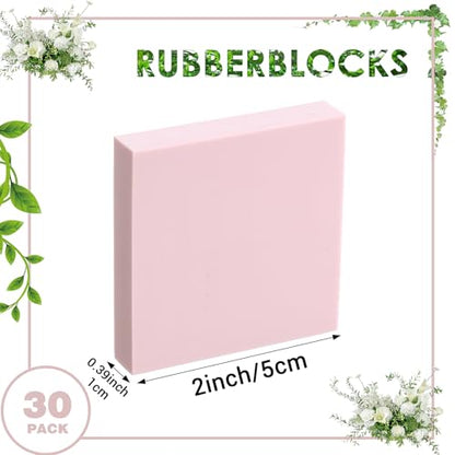 30 Pcs 2" X 2" Rubber Carving Blocks Linoleum Blocks for Printmaking