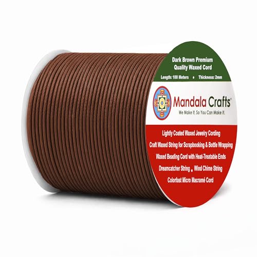2mm Dark Brown Waxed Cord