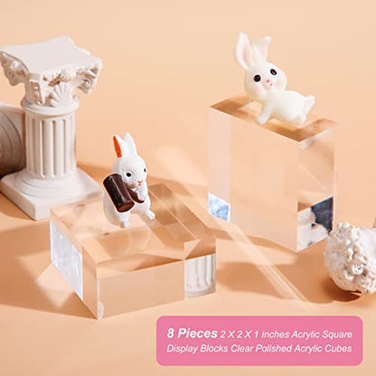 8 Pcs Acrylic Display Block Clear Cube 2 x 2 x 1 Inch