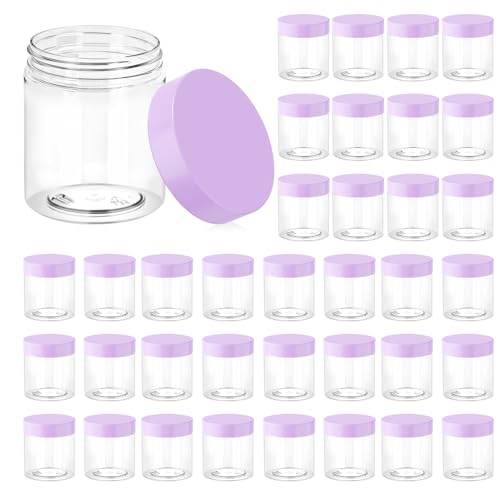 36 Pack 8 OZ Plastic Jars Clear Cosmetic Container with Lids (36 Count)