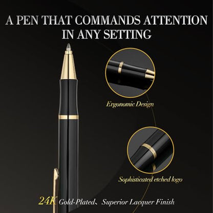 Black Gel Pen With 24K Gold Finish