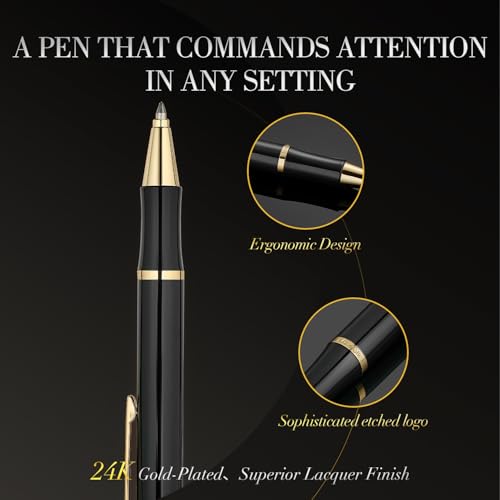 Black Gel Pen With 24K Gold Finish