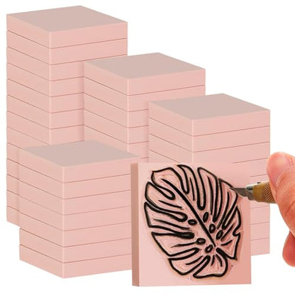 48 Pcs 2" x 2" Rubber Carving Block Printmaking Stamp (48 Count)