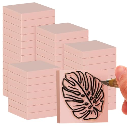 48 Pcs 2" x 2" Rubber Carving Block Printmaking Stamp (48 Count)