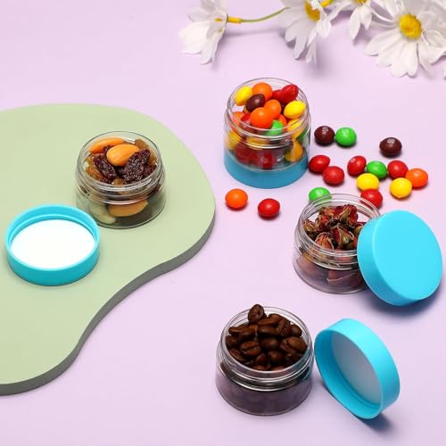 12 Pack 1 oz Plastic Container Jars with Lids Round Clear Travel Cosmetic Container Slime Jars for Toiletries (12 Count)