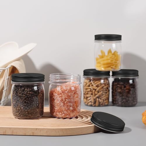 8 oz Plastic Mason Jars and Clear Plastic Jars with Lids 8 oz (16 Count)