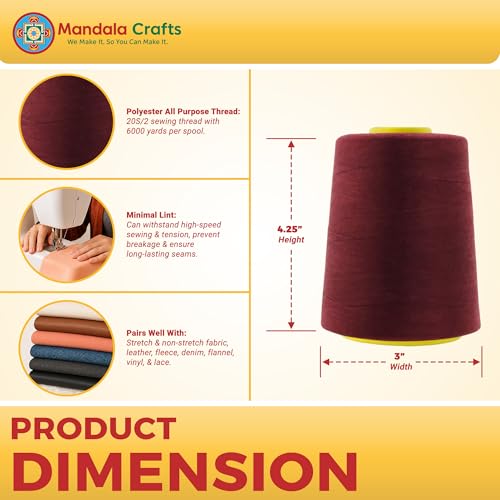 20S 2 Maroon Polyester 4 Pack of Serger Threads Cones (72000 Foot )