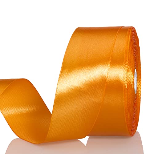 1 1 2 Inch Orange Solid Satin Ribbon for Gift Wrapping (150 Foot)