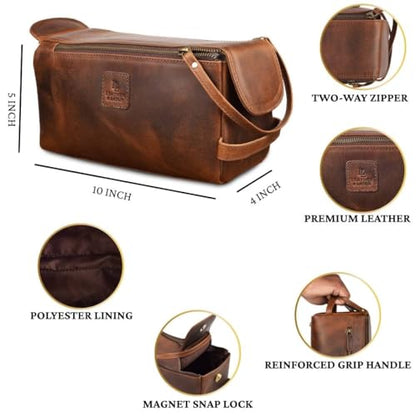 Full Grain Leather Toiletry Kit for Men & Women