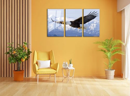 Eagle Printed Tempered Glass Wall Art Painting for Living Room