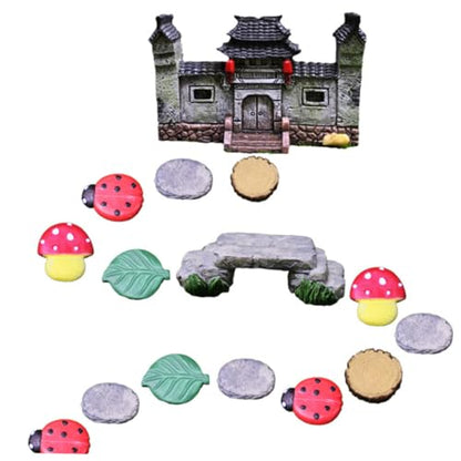Creative Miniature Bridge and Stepping Stones for Garden and Bonsai Decor DIY Micro Landscape Kit with and Stone Pathway for Succulent Planters and Fish Tank Ornamentation