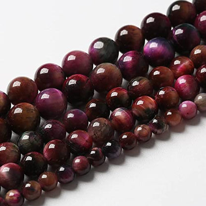 61pcs 6mm Top AAA Natural Tiger Eye Beads for Jewelry Making Rose Red Starry Sky Tiger Eye Stone Round Loose Beads DIY Bracelet Necklace Earrings (16 Count)