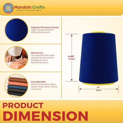 20S 2 Midnight Blue Polyester 4 Pack of Serger Threads Cones
